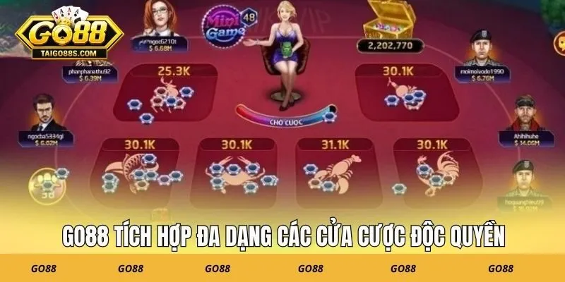GO88 tích hợp đa dạng các cửa cược độc quyền